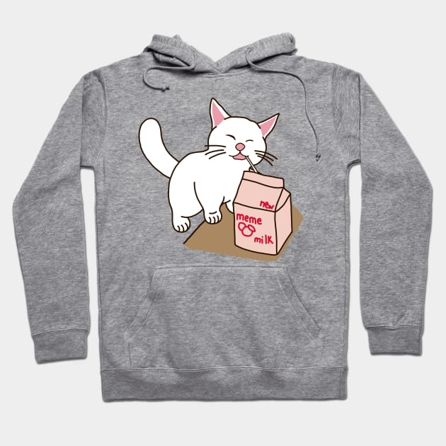 Funny Cat Drinking Milk Hoodie by Luna Illustration